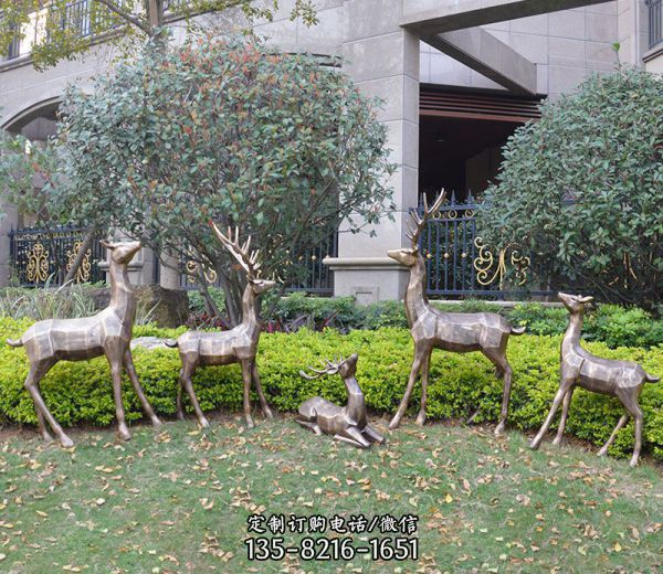 別墅小區(qū)不銹鋼裝飾品大型動物景觀梅花鹿雕塑
